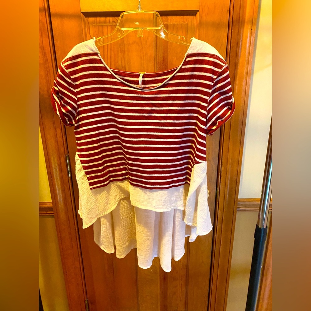 Red and white blouse